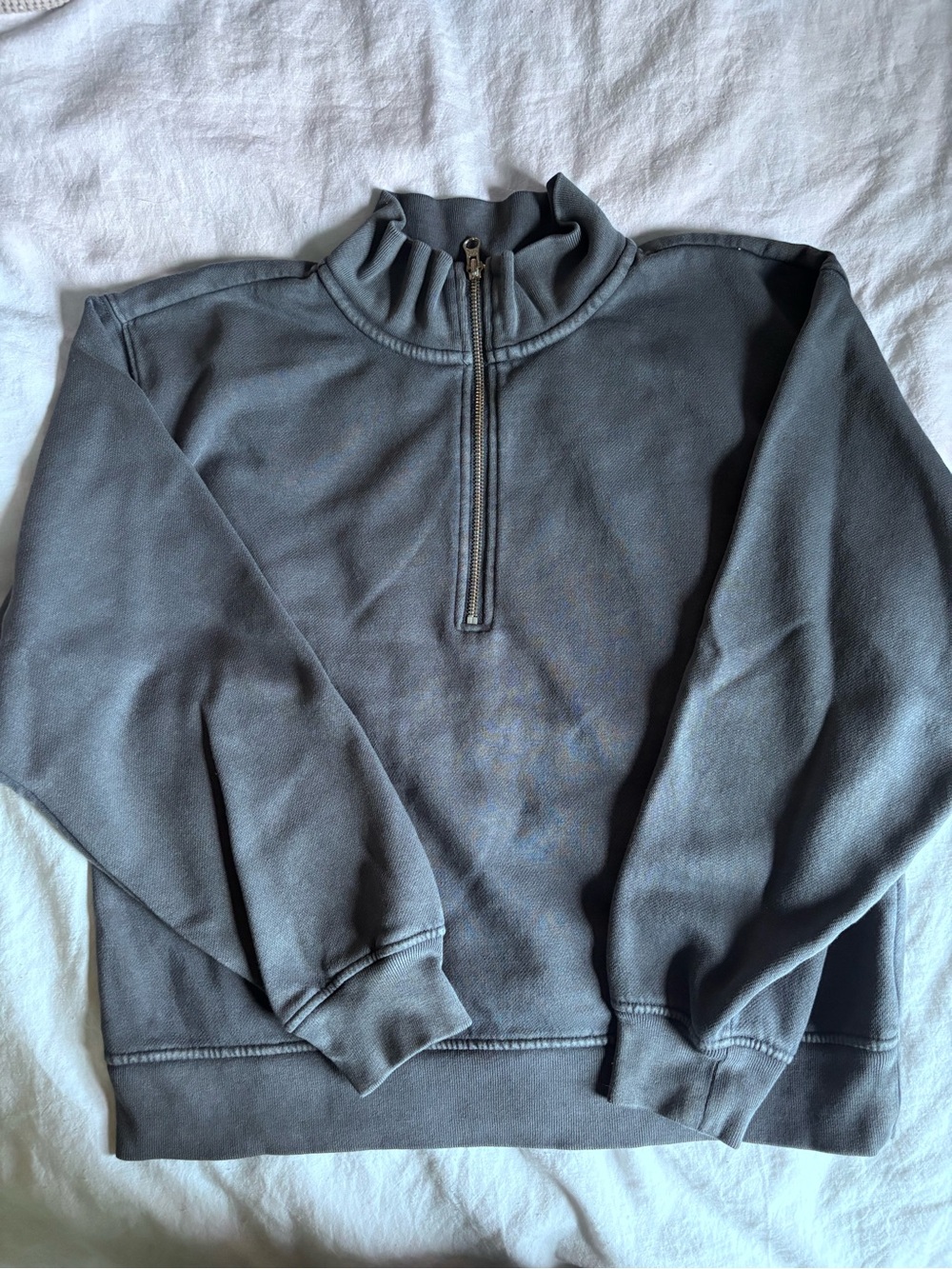 Gap Quarter-Zip Pullover Sweatshirt - mineral wash Charcoal/blue sz small oversi